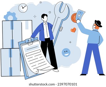 Product to service model. Vector illustration. Companies strive to build strong relationships with customers to ensure repeat business Entrepreneurship involves identifying opportunities