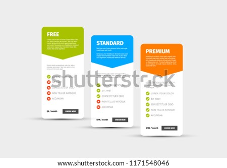product service price comparison cards description stock vector