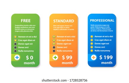 Product and services three price variation banners - Vector