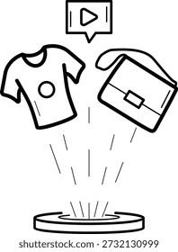 Concepto de la plataforma del escaparate del Producto, diseño del icono del Vector de la presentación del Producto digital, comercio electrónico e ilustración de stock de compras