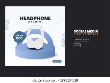 Product Social Media Post Template Design. Social media banner for headphones.
