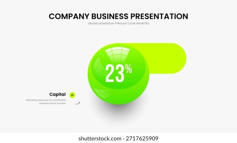 Producto Solución Diseño de presentación de diagrama de 1 paso. Diseño de presentación de diapositivas de gráfico de un elemento de rendimiento empresarial. Visión general del inversor Ilustración vectorial de Plantilla de marcos.