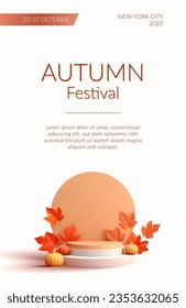 Product Spotlight decorated with leaves on Autumn Sale Poster 