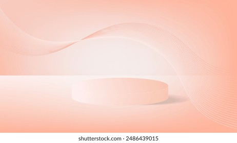 Escenario de Producto con fondo de malla degradada marrón pastel decorado con líneas mezcladas 