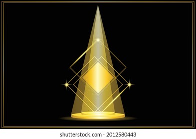 Product stand background with golden shinning. vector eps10