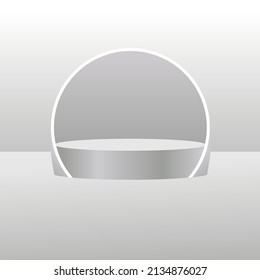Product Stand, empty space for product design exhibition, stage storefront for new products, banner background, 3D rendering, cosmetics,