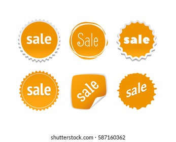 Product stickers set with sale offer. Color splash label, tag, badge, icon & text. The best prise vector banner for web store. Promotional corner located element. Accent promotion flyer, frame design