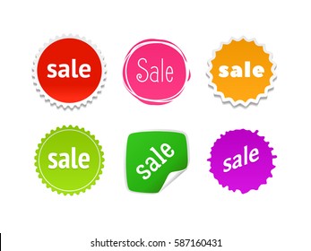 Product stickers set with sale offer. Color splash label, tag, badge, icon & text. The best prise vector banner for web store. Promotional corner located element. Accent promotion flyer, frame design