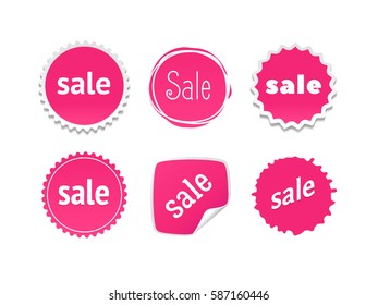 Product stickers set with sale offer. Color splash label, tag, badge, icon & percent, %. The best prise vector banner for web store. Promotional corner located element. Accent promotion flyer, design 