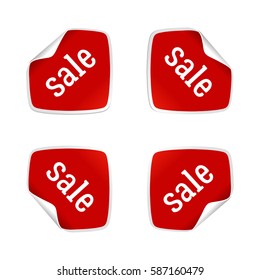 Product stickers set with sale offer. Color splash label, tag, badge, icon & percent, %. The best prise vector banner for web store. Promotional corner located element. Accent promotion flyer, design 