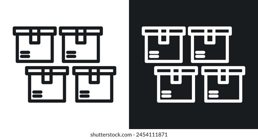 Product Storage Icon Set. Box distribution and inventory control vector symbol.