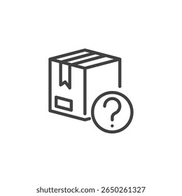 Ícone da linha de armazenamento do produto em estilo de contorno vetorial. Representa uma prateleira com pacotes para estoque. Ícone de depósito e símbolo de armazenamento de comércio eletrônico.