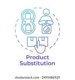 Product substitution blue gradient concept icon. Replace goods with alternative ones. Retail strategy. Round shape line illustration. Abstract idea. Graphic design. Easy to use in blog post