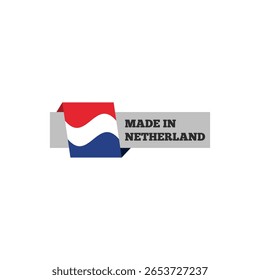 Etiqueta de Producto Made in Netherlands – Icono de Vector plano con bandera holandesa