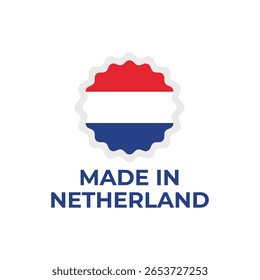 Product tag Made in Netherlands – Flat vector icon with Dutch flag