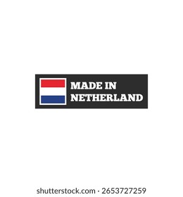 Product tag Made in Netherlands – Flat vector icon with Dutch flag