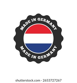 Etiqueta de Producto Made in Netherlands – Icono de Vector plano con bandera holandesa