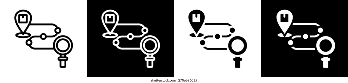 Product Tracking icon Set In Black And White Filled Style Collection