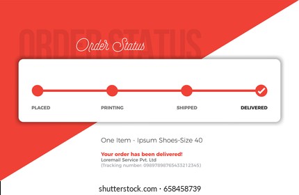 Product Tracking Status. Order And Delivery Progress Bar With Textbox Template.