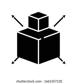 Product transfer black icon, concept illustration, vector flat symbol, glyph sign.