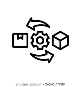 Ilustración vectorial de esquema de icono de transformación de Producto