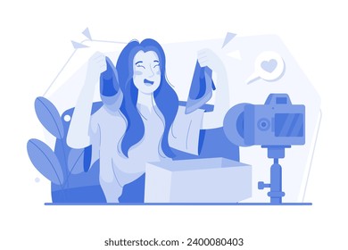 Product Unboxing And Review Illustration concept on white background