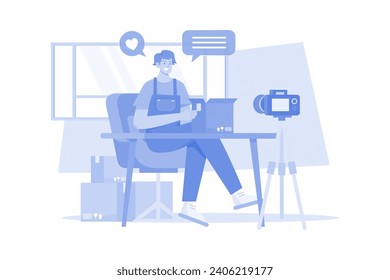 Product Unboxing And Review Illustration Concept