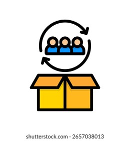 Ícone de uso do produto Ilustração de vetor de cor linear