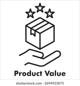 Icono de valor de Producto en estilo de línea. Ilustración vectorial de calidad, marca y concepto de excelencia.