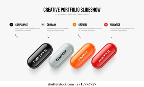 Visualización de Producto 4 Opción Infografía Presentación de diapositivas. Solución de marketing Plantilla de marco de diagrama de cuatro elementos. Ilustración vectorial de diseño de presentación de escaparate Profesional.