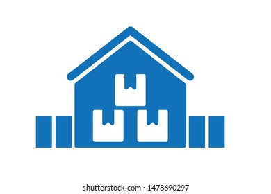 Product warehouse icon vector (blue version)