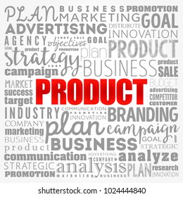 PRODUCT word cloud collage, business concept background