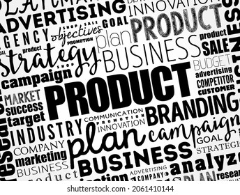 PRODUCT word cloud collage, business concept background