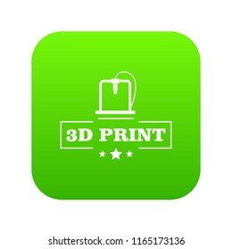 Production 3d printing icon green vector isolated on white background