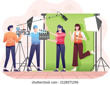 Production Agency - Illustration, Is A Business That Provides The Physical Basis For Works In The Fields Of Performing Arts, New Media Art, Film, Television, Radio, And Video, Production Teams.