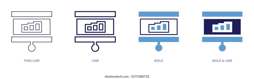 Production analysis icon in 4 different styles. Thin Line, Line, Bold, and Bold Line. Duotone style. Editable stroke.