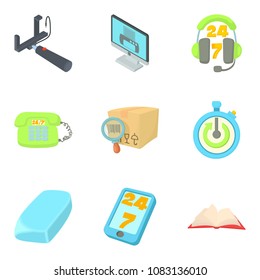 Production area icons set. Cartoon set of 9 production area vector icons for web isolated on white background