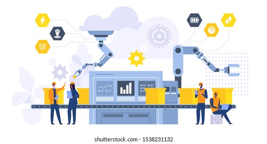 Production Automation Flat Vector Illustration Male Stock Vector ...