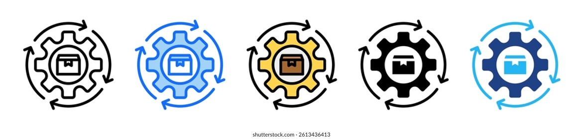 Production Automation Icon Set Multiple Style Collection