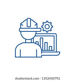 Production automation line icon concept. Production automation flat  vector symbol, sign, outline illustration.