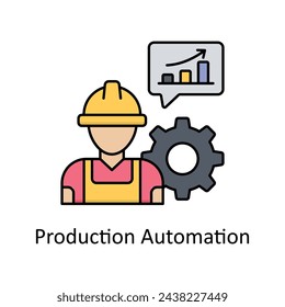 Production Automation vector filled outline icon design illustration. Manufacturing units symbol on White background EPS 10 File