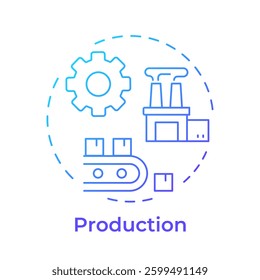 Production blue gradient concept icon. Transforming raw materials into finished goods. Circular economy. Round shape line illustration. Abstract idea. Graphic design. Easy to use in presentation - Powered by Shutterstock - Get 15% off with code: PIKWIZARD15