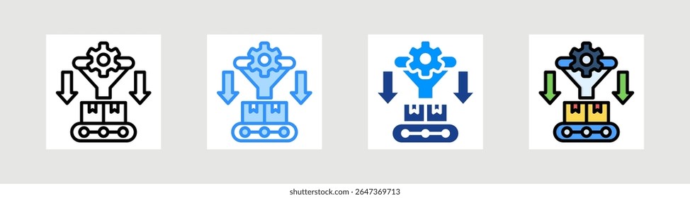 Conjunto de Colección de iconos de cuello de botella de producción estilo múltiple