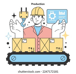 Production business. Industries and areas for a starting and developing a new start-up, local business. Potential for growth and success. Flat Vector Illustration