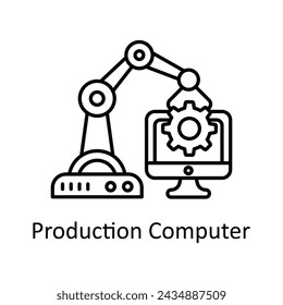 Production Computer vector outline icon design illustration. Manufacturing units symbol on White background EPS 10 File