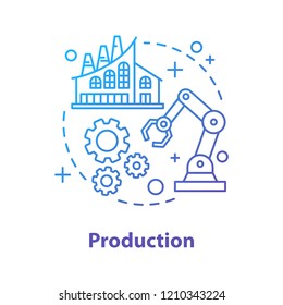 Production Concept Icon. Manufacturing. Industrial Sector Idea Thin Line Illustration. Factory. Engineering. Vector Isolated Outline Drawing