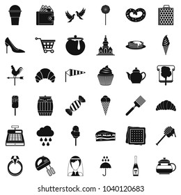 Production of confectionery icons set. Simple set of 36 production of confectionery vector icons for web isolated on white background