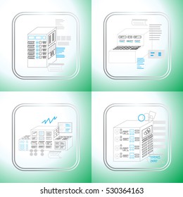 production control panel, vector illustration, for the production of the machine icon set