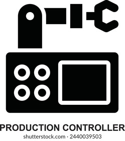 Produktionssteuerung, Fertigungssteuerung, Herstellung, Steuerungssystem, Steuerung, PLC Expanded Solid oder Glyph Style Icon für Web Mobile App Präsentationsdruck