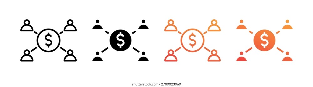 Costo de producción Icono de estilo múltiple Conjunto Vector